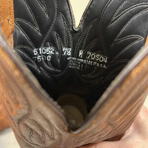 Brown Genuine Leather Almond Toe Brown Western Boots, Women’s Size 7.5 - Picture 7 of 13